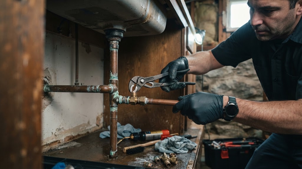 Heavily corroded plumbing pipe requiring replacement